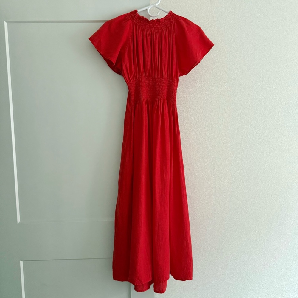 ZARA Red Rustic Short Sleeved Dress